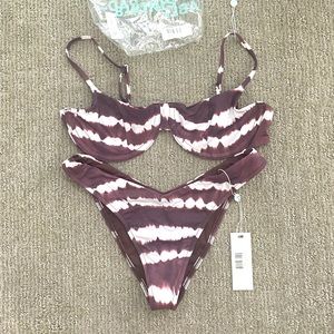 Frankies Bikinis Tie Dye Taro Bikini underwire top and bottoms NEW W/TAGS SIZE M
